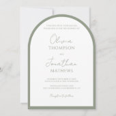 Simple Sage Green Border Script Wedding Arch Einladung (Vorderseite)