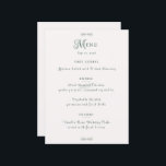 Simple Sage Green Botanical Minimalist Wedding Menükarte<br><div class="desc">Elevate your reception tables with this elegant sage green botanical wedding menu card. Featuring soft watercolor greenery and clean minimalist typography, this design adds a refined and natural touch to your table décor. Perfect for garden, rustic, or nature-inspired weddings, it beautifully coordinates with greenery-themed wedding stationery. Personalize with your meal...</div>