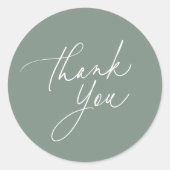 Simple Sage Green Calligraphy Script Vielen Dank Runder Aufkleber (Vorderseite)