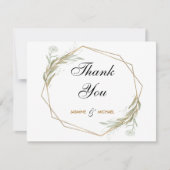 Simple Sage Green Classic Gold Elegantes Script Ni Dankeskarte (Vorderseite)