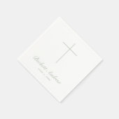 Simple Sage Green Cross Script Baptism Serviette (Ecke)