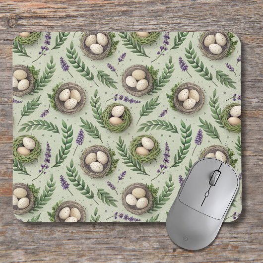 Simple Sage Green Easter Eggs Lavender Nest Mousepad