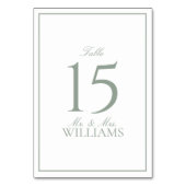 Simple Sage Green Elegant Calligraphy Wedding Tischnummer (Rückseite)