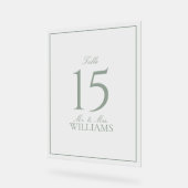 Simple Sage Green Elegante Hochzeit Tischnummer Acrylschild (Winkel)