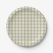 Simple Sage Green Gingham Pappteller (Vorderseite)