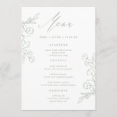 Simple Sage Green Greenery Boho Floral Wedding Menükarte (Vorderseite)