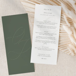 Simple Sage Green Initials Calligraphy Wedding Menükarte