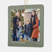 Simple sage green knit frame one photo Christmas Keramikornament (Links)