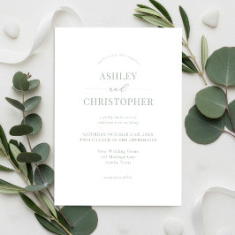 Simple Sage Green Modern Elegant Wedding Einladung