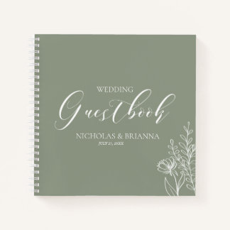 Simple Sage Green Modern Wedbook Notizblock
