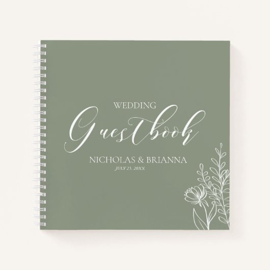 Simple Sage Green Modern Wedbook Notizblock (Vorderseite)