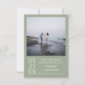 Simple Sage Green Moderne Minimalistische Foto Hoc Save The Date (Vorderseite)