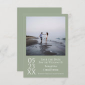 Simple Sage Green Moderne Minimalistische Foto Hoc Save The Date (Vorne/Hinten)
