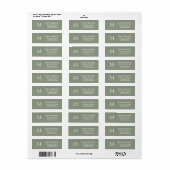 Simple Sage Green Monogram Wedding Rücksendeadress (Vorne)