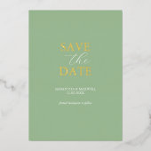 Simple Sage Green Save the Date Wedding Folieneinladung (Vorderseite)