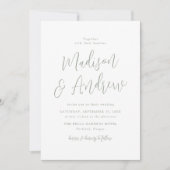 Simple Sage Green Script Wedding Einladung (Vorderseite)