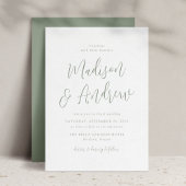 Simple Sage Green Script Wedding Einladung