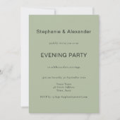 Simple Sage Green Wedding Abend Party laden Einladung (Vorderseite)