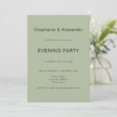 Simple Sage Green Wedding Abend Party laden Einladung (Stehend Vorderseite)