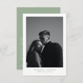 Simple Sage Green Wedding Foto Danke Karte (Vorne/Hinten)
