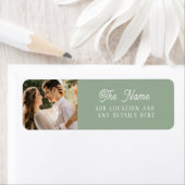 Simple Sage Green Wedding Foto Rücksendeadresse (Insitu)