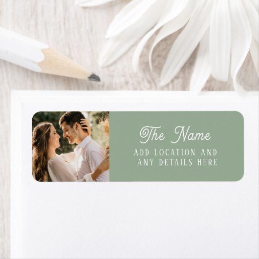 Simple Sage Green Wedding Foto Rücksendeadresse (Insitu)