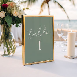 Simple Sage Green Wedding Tischnummer