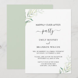Simple Sage Greenery Elegante Wedding Empfang Einladung