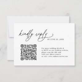 Simple Sage Minimalist QR code Wedding RSVP Cards Karte