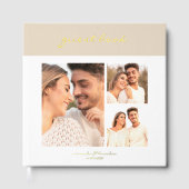 Simple Sand Beige Modern Cakkigraphy Script Photo Gästebuch (Vorderseite)
