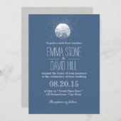 Simple Sand Dollar Navy Blue Beach Hochzeit Einladung (Vorne/Hinten)