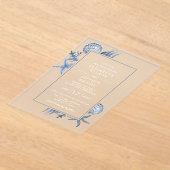 Simple Sandy Seashells Beach Wedding Acryleinladungen (Ablage )