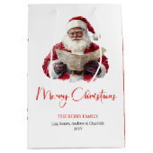 Simple Santa Claus Stylish Modern Holiday Gift Bag Mittlere Geschenktüte (Vorderseite)