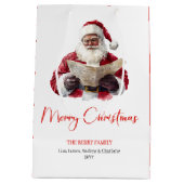 Simple Santa Claus Stylish Modern Holiday Gift Bag Mittlere Geschenktüte (Rückseite)