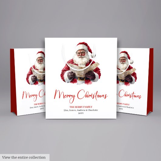 Simple Santa Claus Stylish Modern Holiday Gift Bag Mittlere Geschenktüte