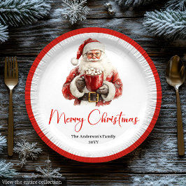 Simple Santa Claus Stylish Modern Holiday Plate Pappteller