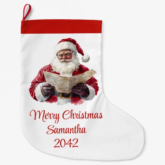 Simple Santa Claus Stylish Modern Holiday Stocking Großer Weihnachtsstrumpf (Vorderseite)