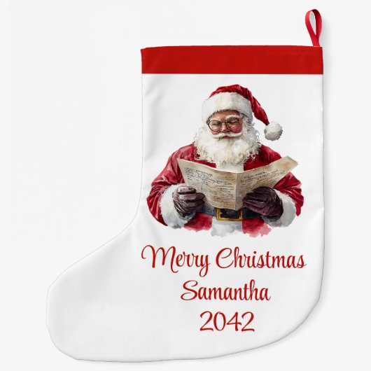 Simple Santa Claus Stylish Modern Holiday Stocking Großer Weihnachtsstrumpf (Rückseite)