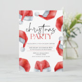 Simple Santas Hat Weihnachts-Party Einladung (Stehend Vorderseite)