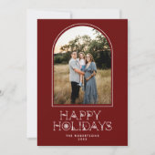 Simple Scandi Arch Foto Happy Holidays Red Feiertagskarte (Vorderseite)