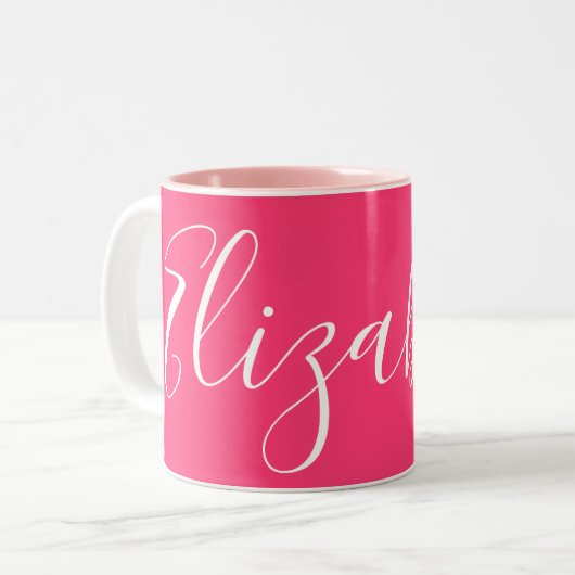 Simple Schlicht Girly Pink Individuelle Name Eliza Zweifarbige Tasse (Vorderseite Links)