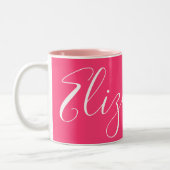 Simple Schlicht Girly Pink Individuelle Name Eliza Zweifarbige Tasse (Links)