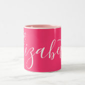 Simple Schlicht Girly Pink Individuelle Name Eliza Zweifarbige Tasse (Mittel)