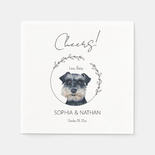 Simple Schnauzer Dog Wedding Cocktail Napkins Serviette (Vorderseite)