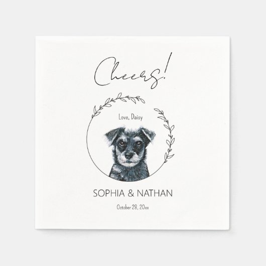 Simple Schnauzer Dog Wedding Cocktail Napkins Serviette (Vorderseite)