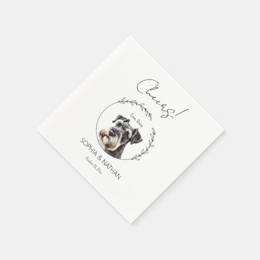 Simple Schnauzer Dog Wedding Cocktail Napkins Serviette (Ecke)