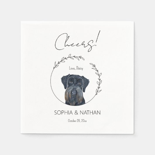Simple Schnauzer Dog Wedding Cocktail Napkins Serviette (Vorderseite)
