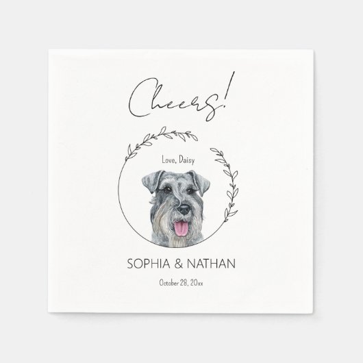 Simple Schnauzer Dog Wedding Cocktail Napkins Serviette (Vorderseite)