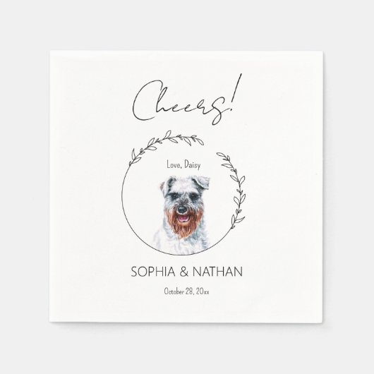Simple Schnauzer Dog Wedding Cocktail Napkins Serviette (Vorderseite)