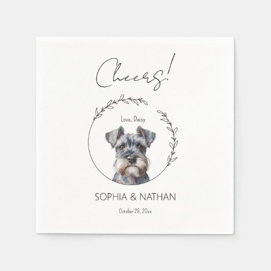 Simple Schnauzer Dog Wedding Cocktail Napkins Serviette (Vorderseite)
